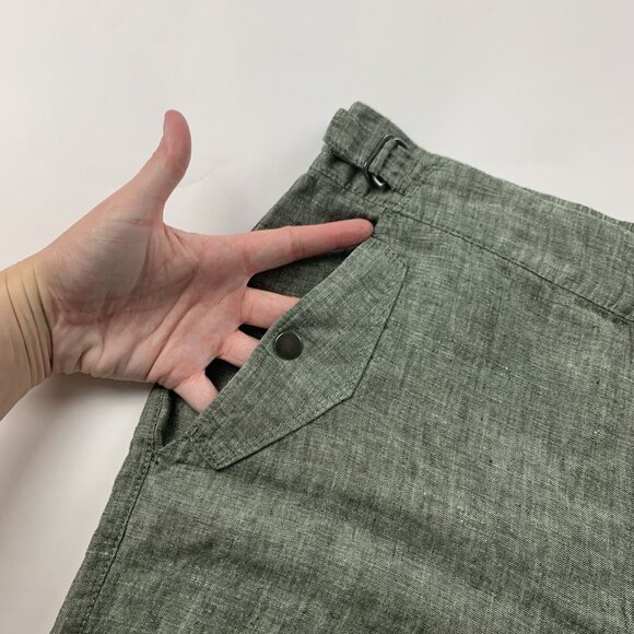 Athleta Aspen Olive Linen Voyager Bermuda Short 12 - Picture 3 of 7